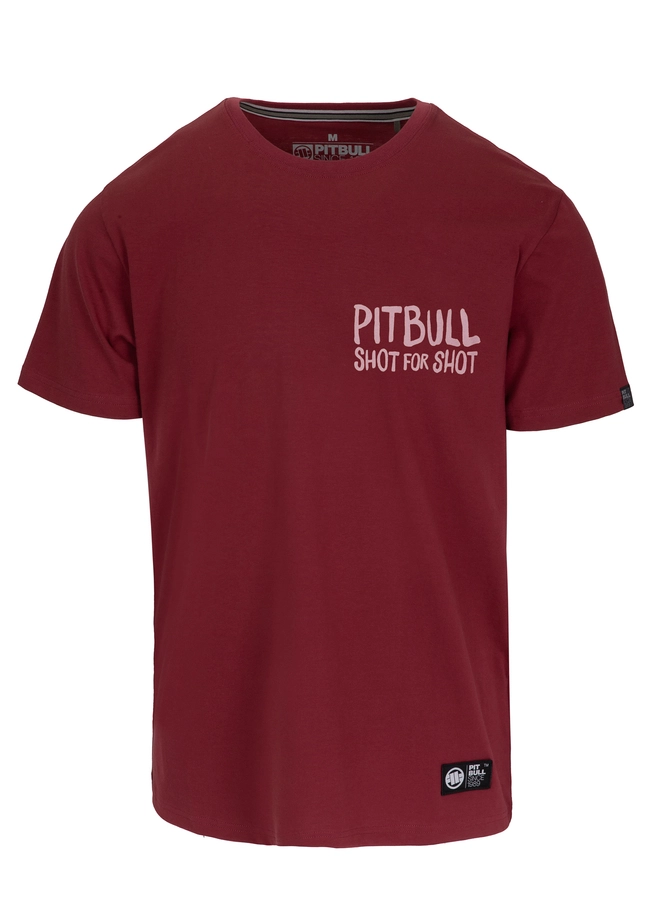 Koszulka męska T-Shirt Pit Bull Pitbull Shot For Shot bordowa