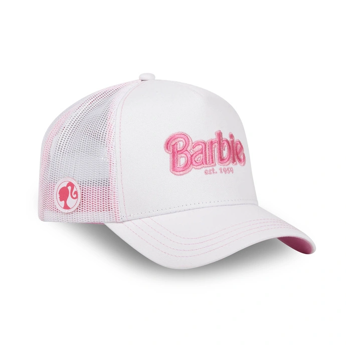 Czapka z daszkiem z siatką Capslab Barbie unisex biało/różowa