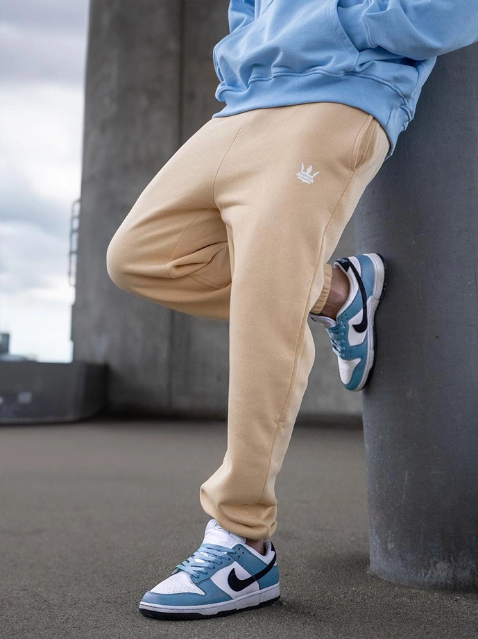 Spodnie męskie dresowe Jigga Wear Small Crown beżowe