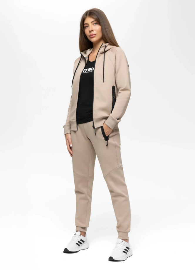 Bluza damska rozpinana z kapturem Pitbull Explory beżowa