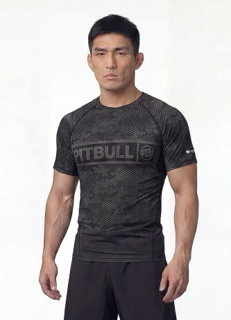 Koszulka męska rashguard Pitbull Hex Camo Hilltop czarna