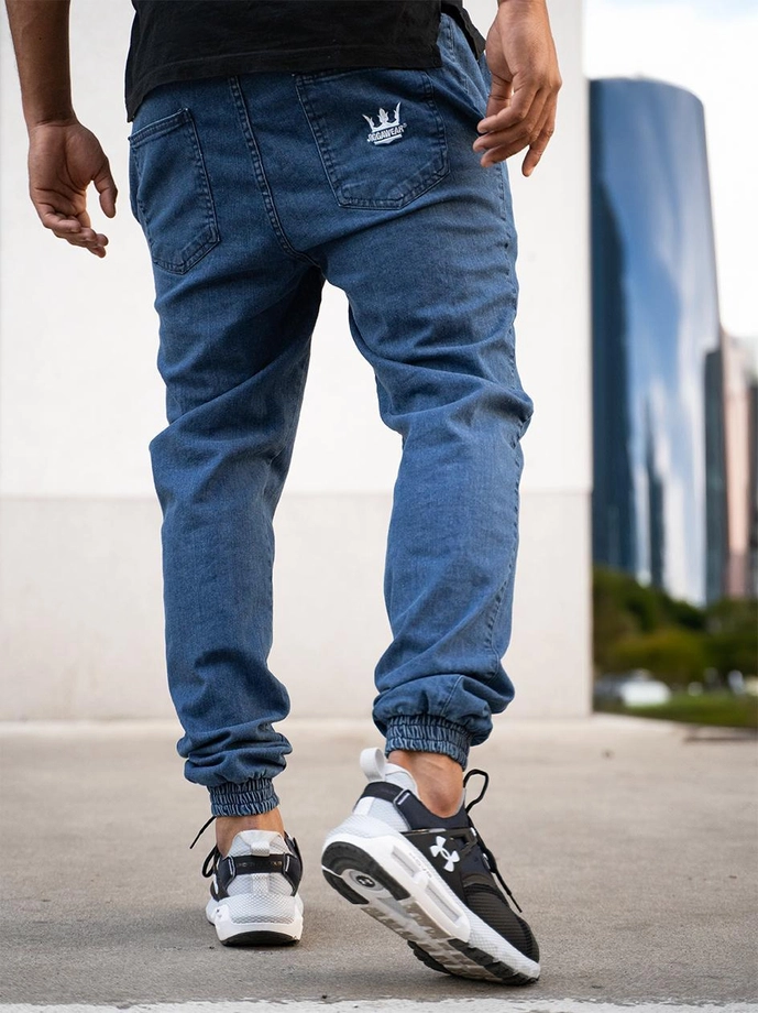 Spodnie Jeans Jogger męskie Jigga Wear Crown Pool Blue jasne niebieskie