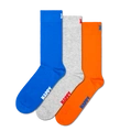 Skarpety Happy Socks 3-Pack Solid Socks niebieskie/szare/pomarańczowe