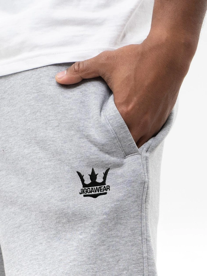 Spodnie dresowe męskie Baggy Jigga Wear Haft Logo Drawcord jasne szare