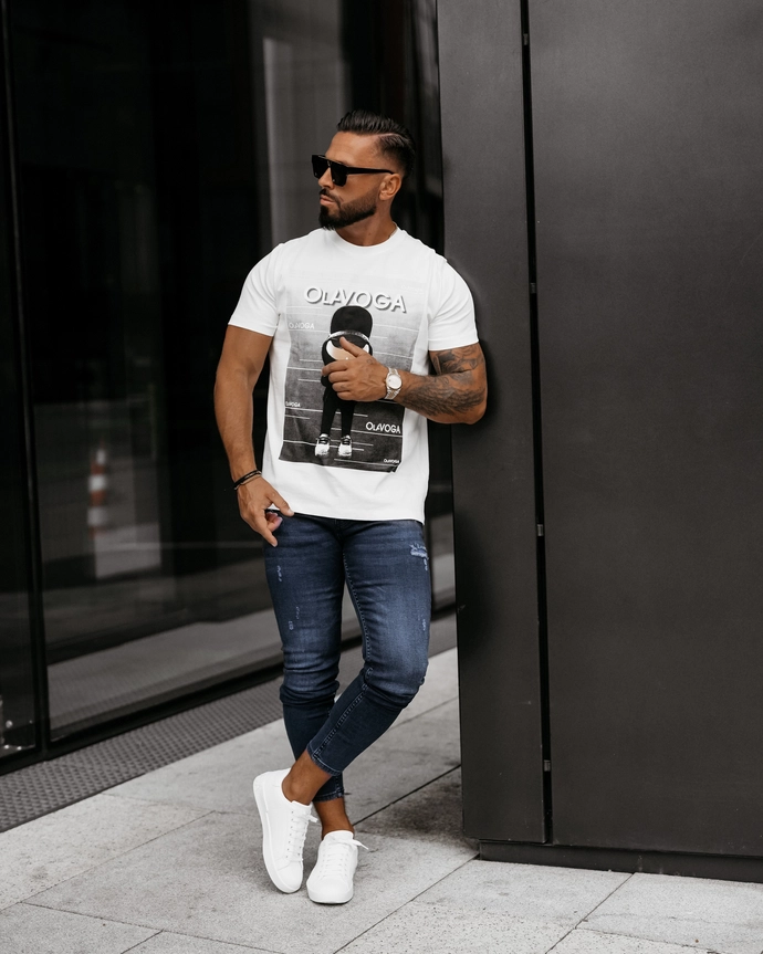 Koszulka męska T-Shirt Olavoga Balma ecru kremowa