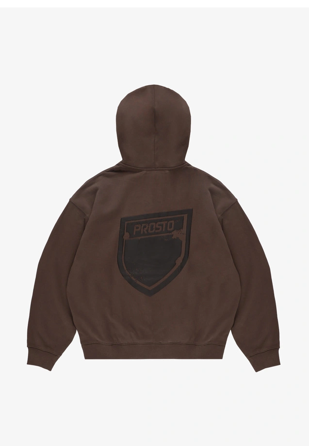 Bluza męska z kapturem oversize Prosto Splash Shield Mini brązowa