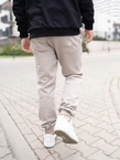 Spodnie Materiałowe męskie Jogger Jigga Wear Crown British Sand popielate