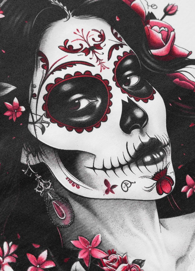 Koszulka damska T-shirt Pit Bull Santa Muerte Rose biała