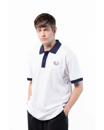 Koszulka męska Polo Moro Sport Mini Paris Laur biało/granatowa