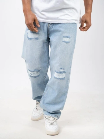Spodnie męskie Jeans Baggy Jigga Wear Crown niebieskie