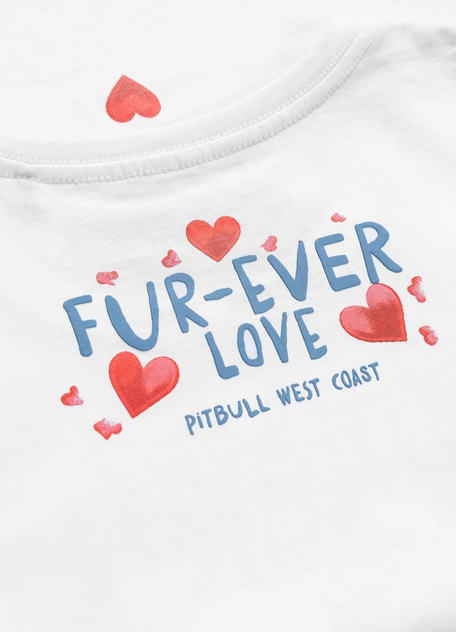 Koszulka damska T-shirt Pit Bull Fur-Ever Love biała