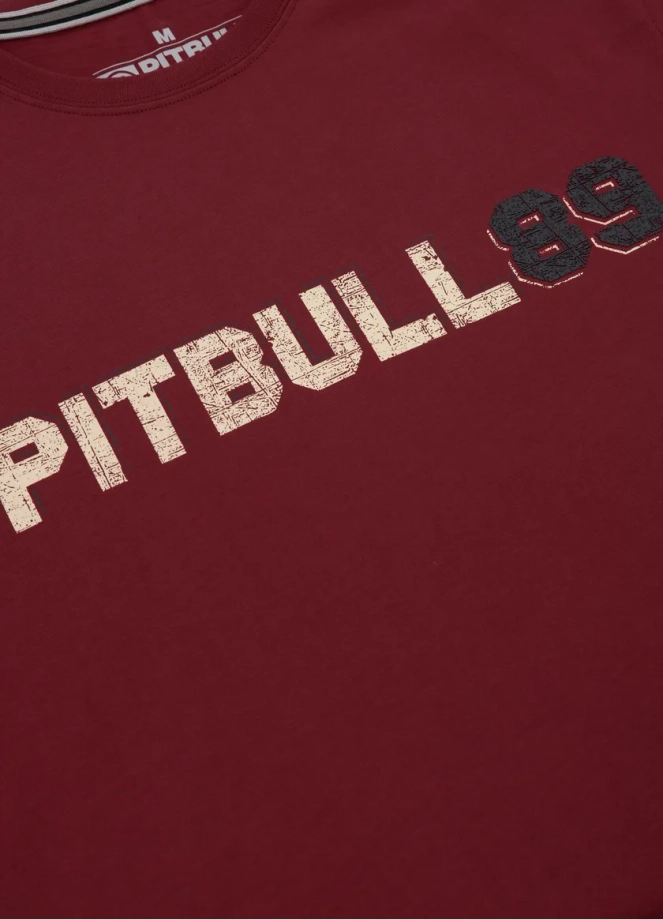 Koszulka męska T-Shirt Pit Bull Pitbull Dog 89 bordowa