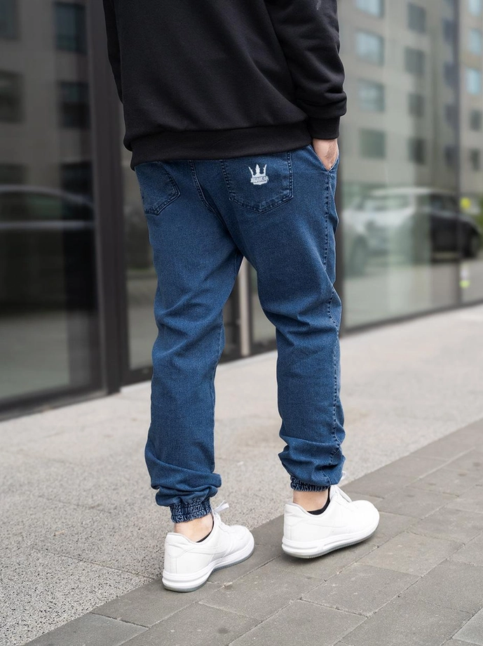 Spodnie męskie Jogger Jeans Jigga Wear Crown Deep Blue niebieskie