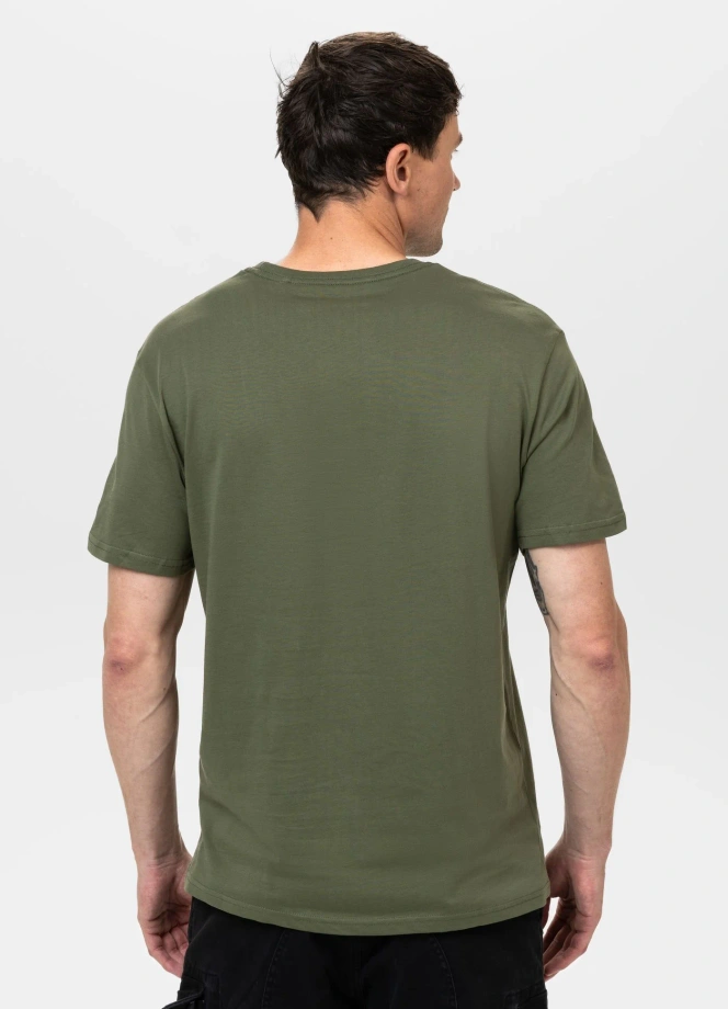 Koszulka męska T-Shirt Pitbull Small Logo oliwkowa zielona
