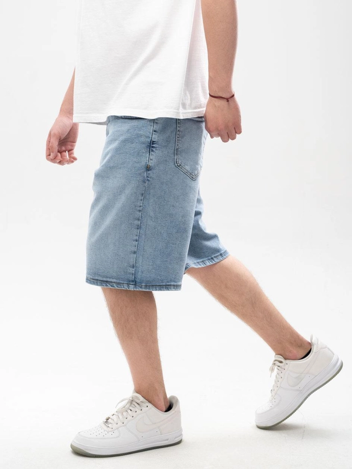 Spodenki szorty męskie jeans Jigga Wear Small Outline Crown jasne niebieskie