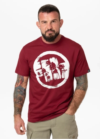 Koszulka męska T-Shirt Pit Bull Pitbull Logo Palms bordowa