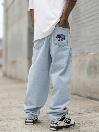 Spodnie męskie Jeans Super Baggy Jigga Wear New Outline Bleached niebieskie