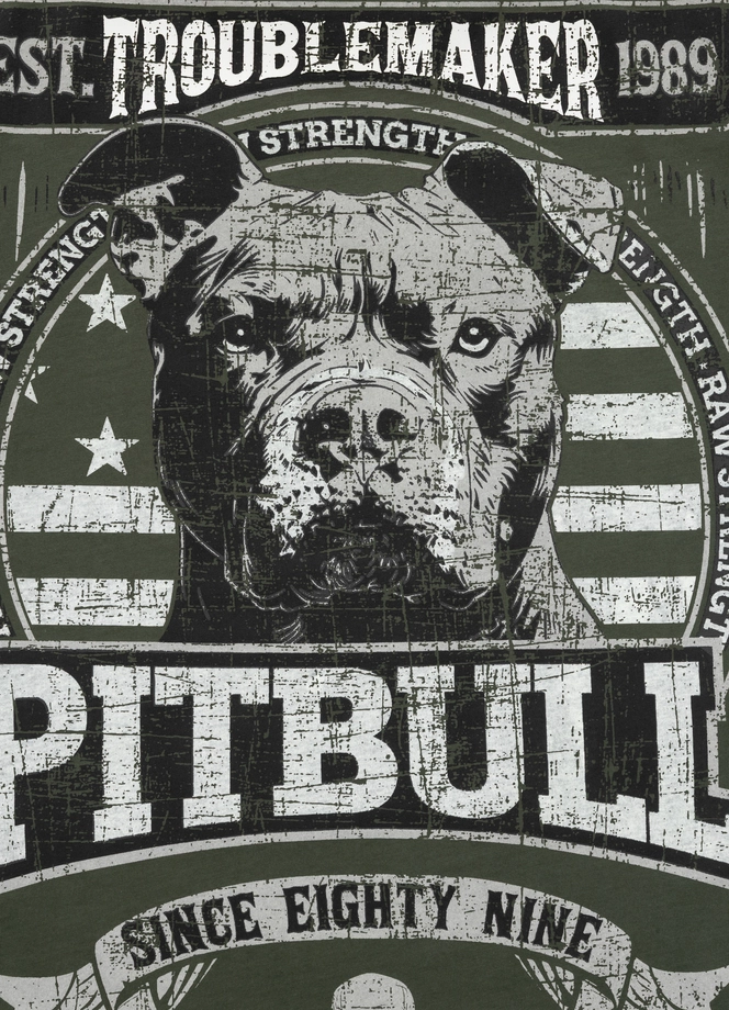 Koszulka męska T-Shirt Pit Bull Pitbull Troublemaker ciemno zielona