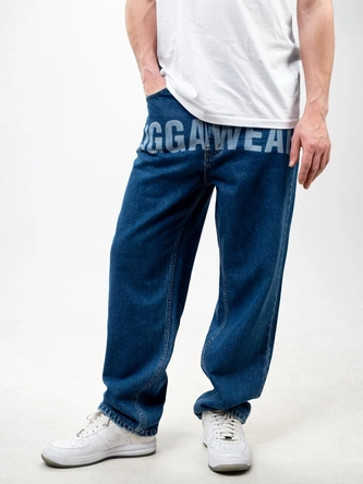 Spodnie męskie Jeans Baggy Jigga Wear Front Laser niebieskie