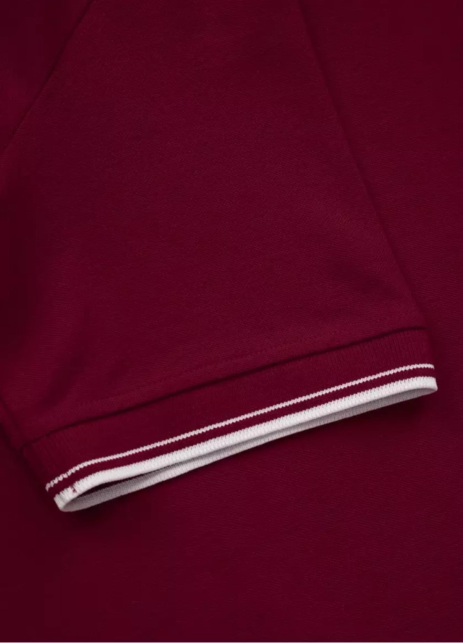 Koszulka męska Polo Pit Bull Logo Stripes Regular Pitbull Pique bordowa