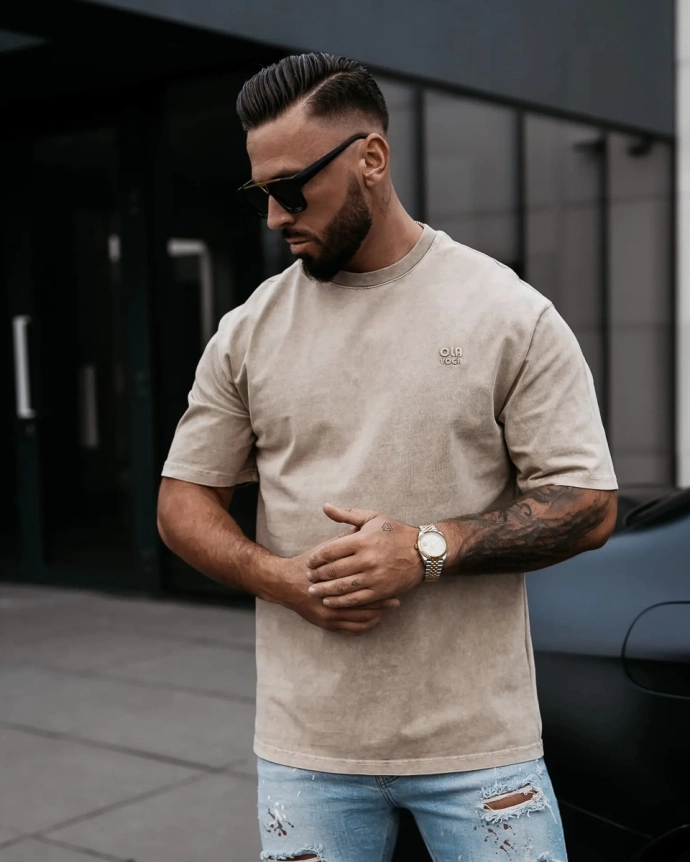 Koszulka męska T-Shirt Olavoga Washed beżowa