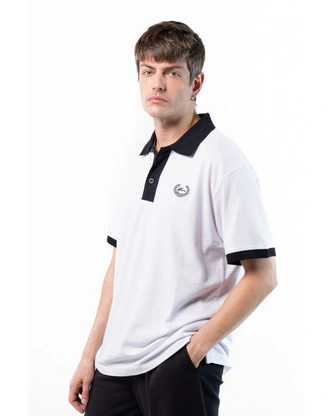 Koszulka męska Polo Moro Sport Mini Paris Laur biało/czarna