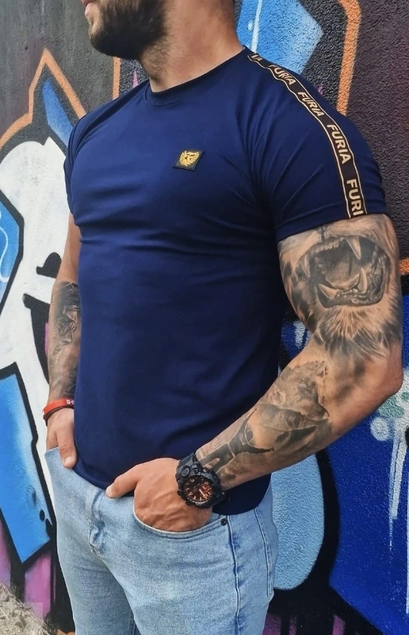 Koszulka męska t-shirt FURIA Ribbon granatowa