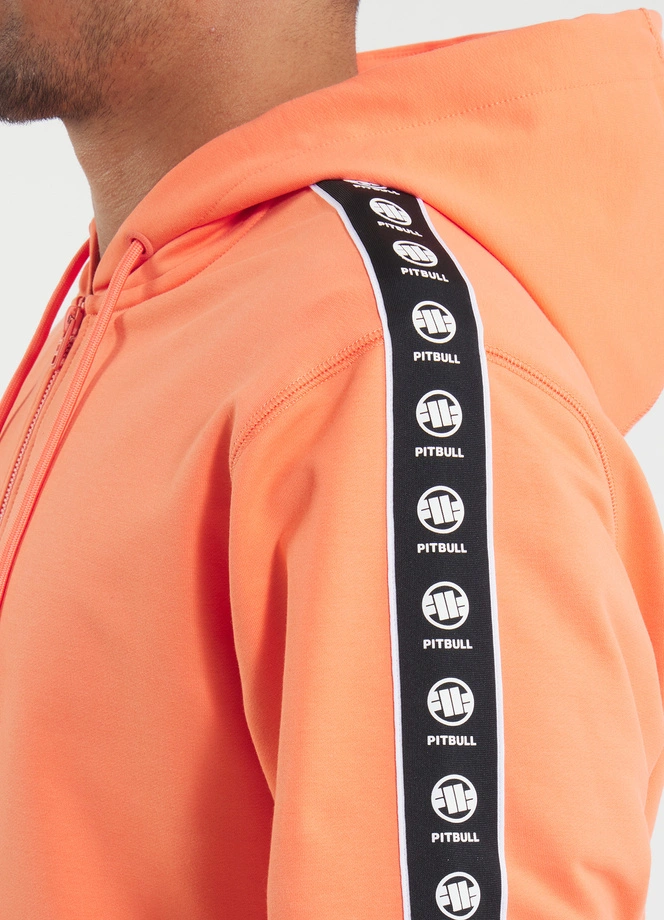 Bluza męska z kapturem Pitbull Pit Bull Tape Nugget ZIP łososiowa pomarańczowa