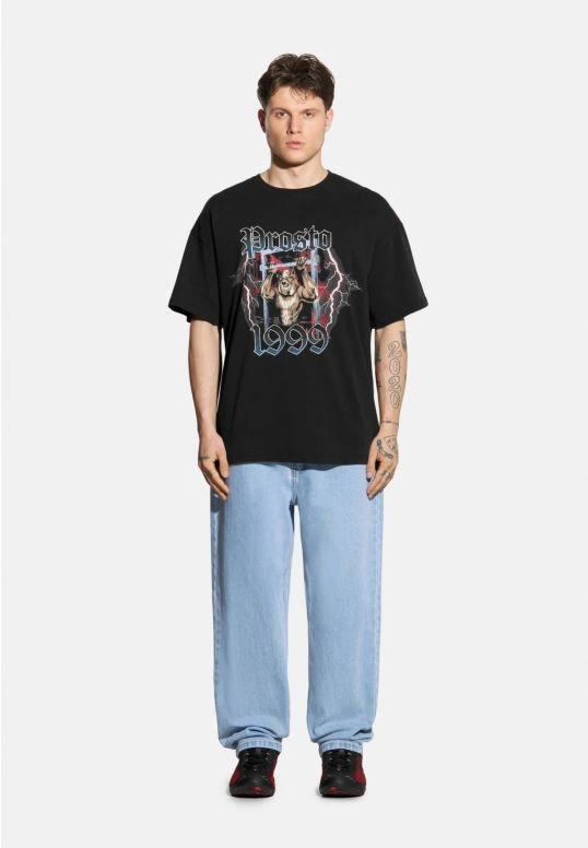 Koszulka męska t-shirt oversize Prosto Urbgym sprany czarny