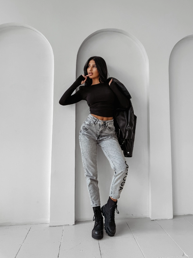 Spodnie damskie jeans Olavoga Lofi szare