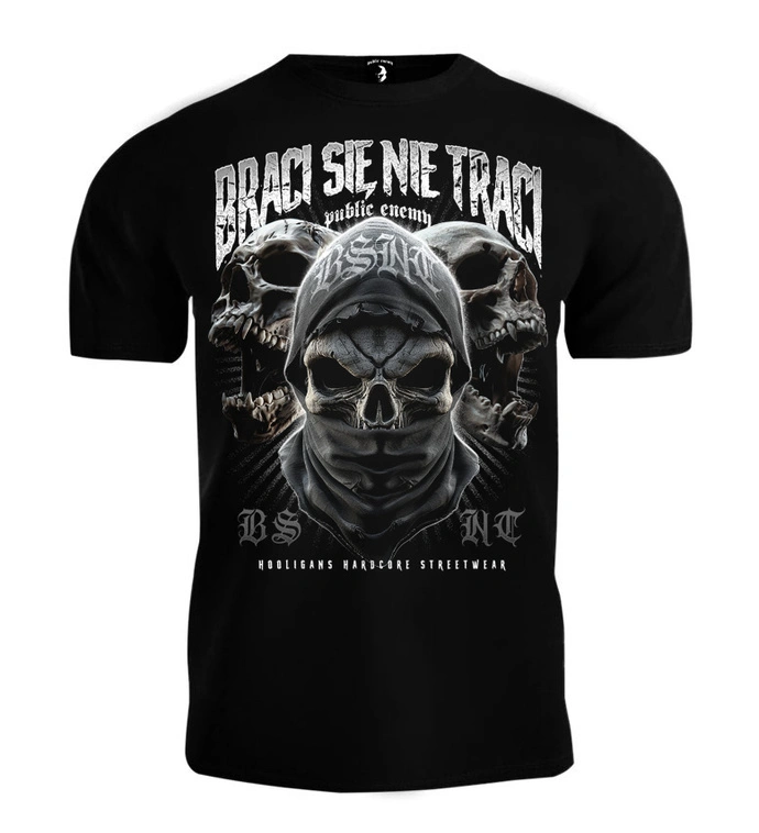 Koszulka męska T-shirt Public Enemy BSNT Czaszki Hooligans Hardcore czarna