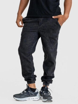 Spodnie męskie Jeans Jogger Jigga Wear Mini Haft Logo Marble marmurkowe czarne