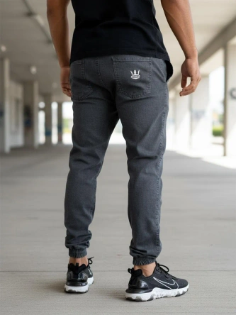 Spodnie męskie Jogger Jeans Jigga Wear Crown szare