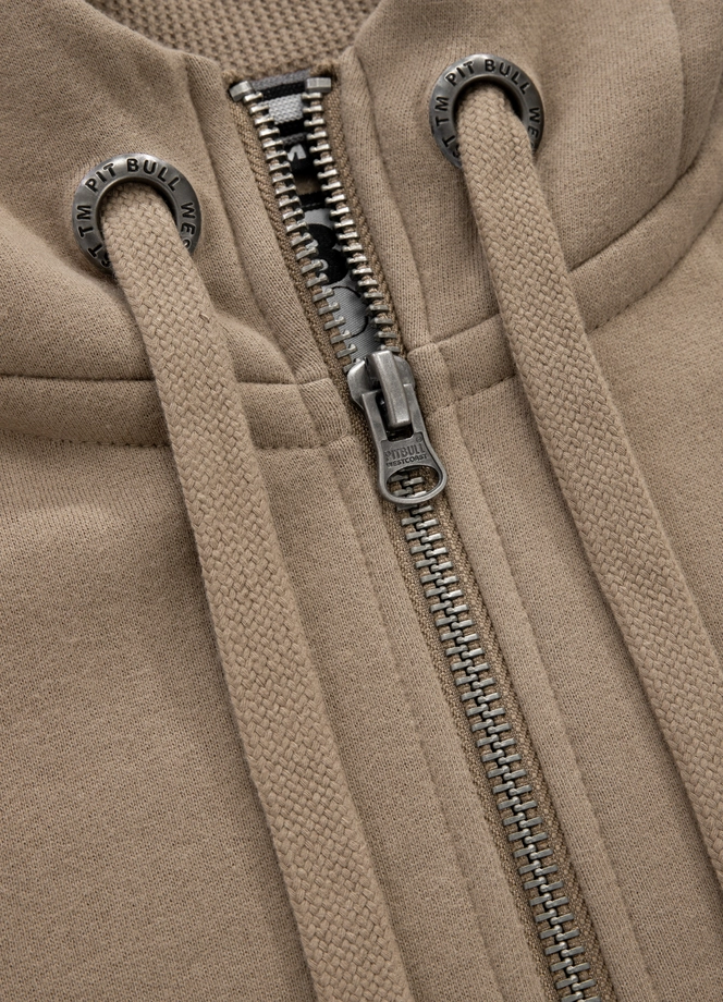 Bluza męska z kapturem Pitbull Pit Bull Small Logo 24 ZIP hooded beżowa