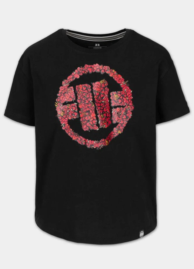 Koszulka t-shirt damska Pit Bull Pitbull Logo Hearts oversize czarna