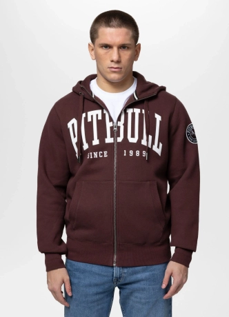 Bluza męska rozpinana z kapturem Pit Bull Norton ciemno bordowa