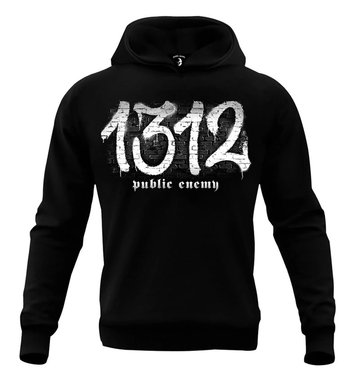 Bluza męska z kapturem Public Enemy 1.3.1.2 black/white hoodie czarna