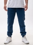 Spodnie męskie Jeans Jogger Bojówki Jigga Wear Stripe Zip Cargo niebieskie