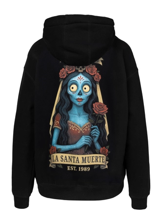 Bluza damska z kapturem oversize Pit Bull La Santa Muerte czarna