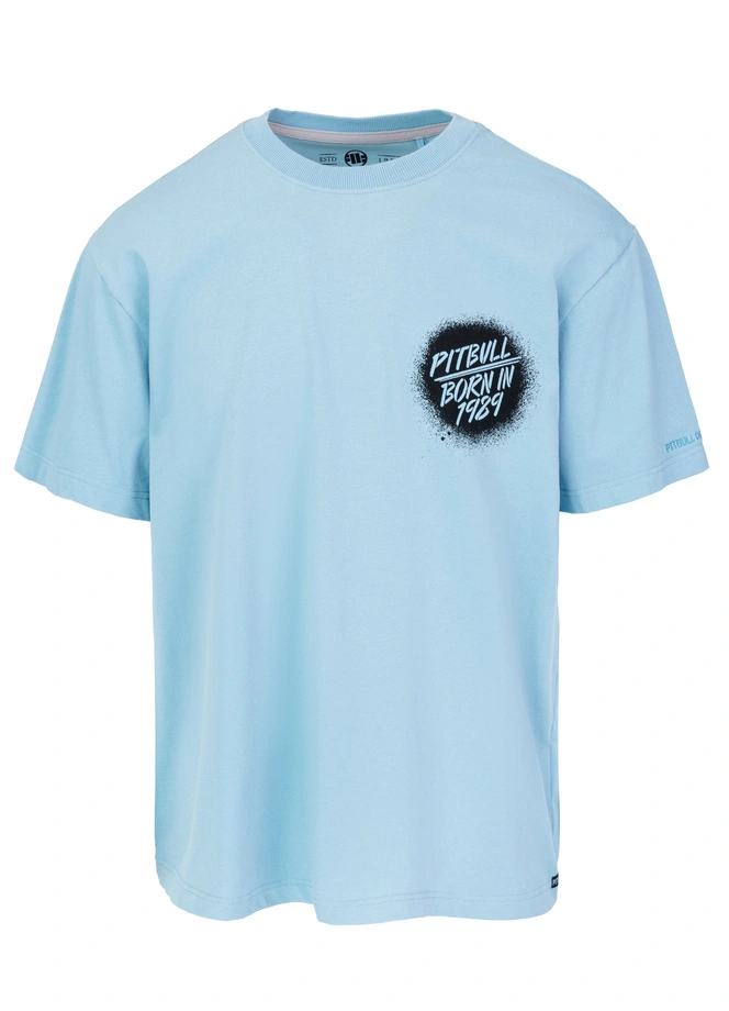 Koszulka męska T-Shirt oversize Pitbull Graffiti Loose Fit jasno niebieska