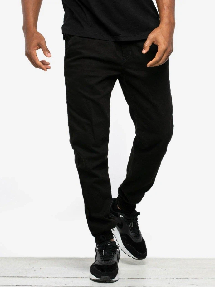 Spodnie męskie Materiałowe Jogger Jigga Wear Crown Stitch czarne/białe