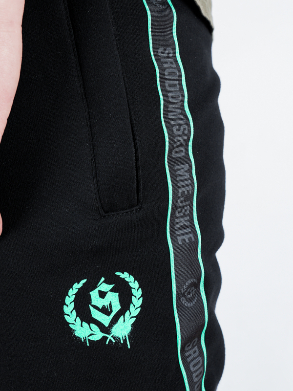 Spodnie dresowe męskie Środowisko Miejskie Laur mint lampas czarne