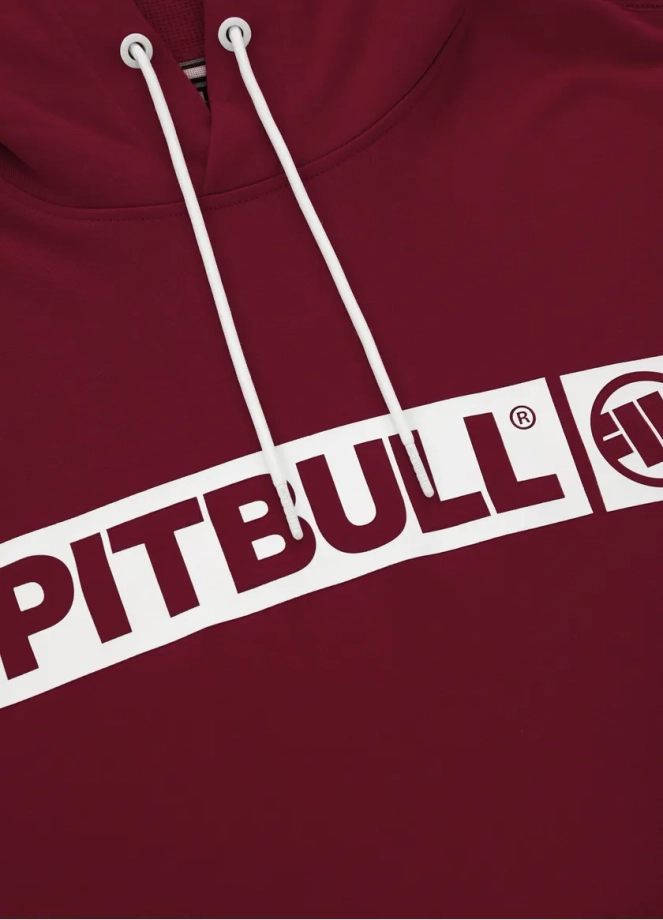 Bluza meska z kapturem Pitbull Pit Bull Hilltop Terry 23 hooded bordowa