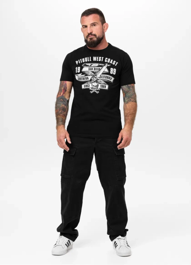 Koszulka męska T-Shirt Pit Bull Pitbull Oldschool Razor Slim Fit czarna