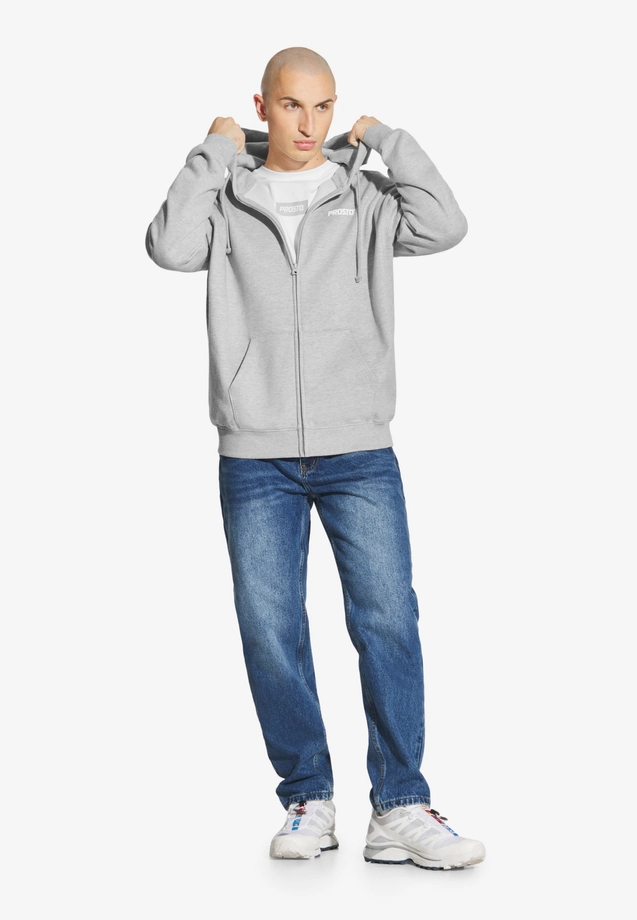 Bluza męska rozpinana z kapturem Prosto Logo szara