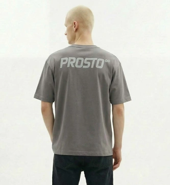 Koszulka męska t-shirt oversize Prosto Big Log Infinity ciemno szara