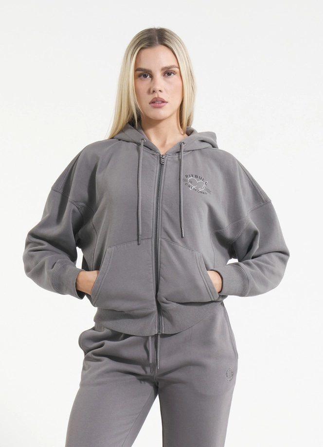 Bluza damska z kapturem Pitbull Manzanita Heart ZIP Washed szara
