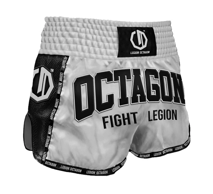 Spodenki Muay Thai Kickboxing Legion Octagon Fight Legion Premium srebrne