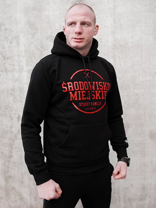 Bluza męska z kapturem Środowisko Miejskie Theme czarno/czerwona