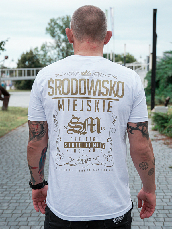 Koszulka męska t-shirt Środowisko Miejskie Theme biała/złota